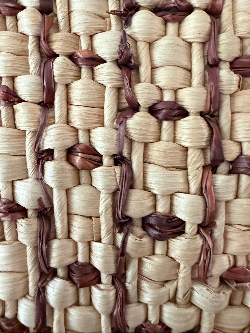 Woven Straw Tote Bag in Natural and Brown - Picture 2 of 5